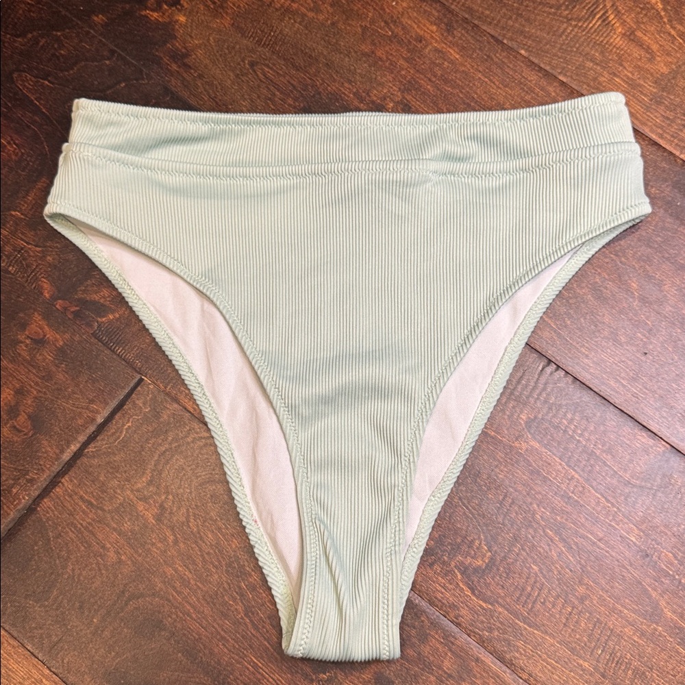 NWOT Seafoam Green Ribbed textured Bikini Bottom X-Large high waisted